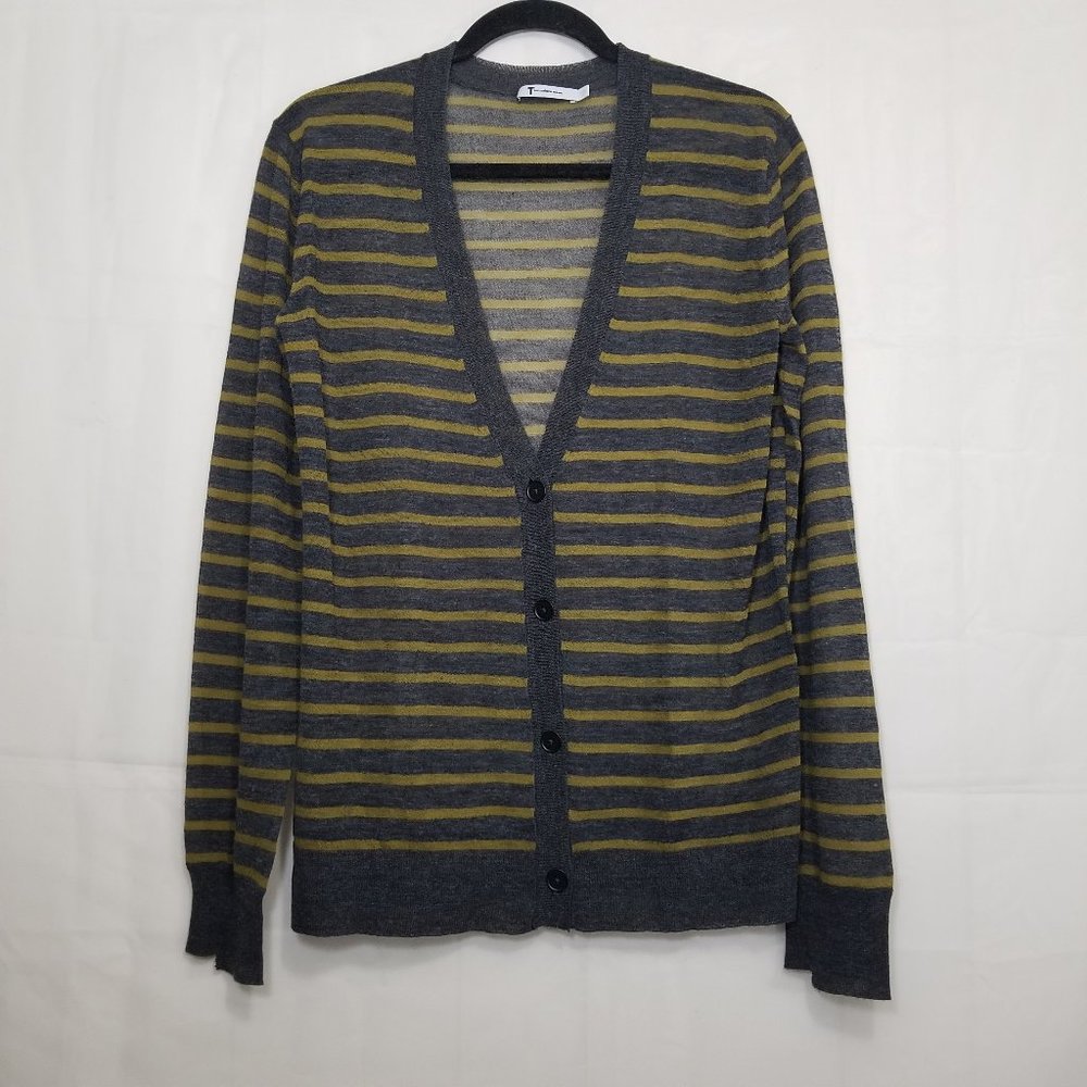 T by Alexander Wang striped cardigan gray S FLAW